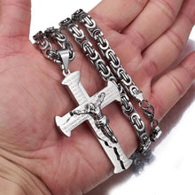 Load image into Gallery viewer, Jesus Crucifixion Cross Pendant Necklace - Stainless Steel Chain