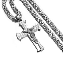 Load image into Gallery viewer, Jesus Crucifixion Cross Pendant Necklace - Stainless Steel Chain