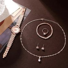 Load image into Gallery viewer, 6 Piece Luxury Rose Gold Rhinestone Jewelry Set