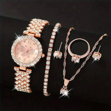 Load image into Gallery viewer, 6 Piece Luxury Rose Gold Rhinestone Jewelry Set