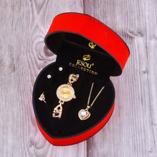 Load image into Gallery viewer, Lovely Gifts For Valentines - Gold Crystal Design Necklace Earrings ring  Jewelry Set