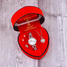 Load image into Gallery viewer, Lovely Gifts For Valentines - Gold Crystal Design Necklace Earrings ring  Jewelry Set