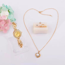 Load image into Gallery viewer, Lovely Gifts For Valentines - Gold Crystal Design Necklace Earrings ring  Jewelry Set