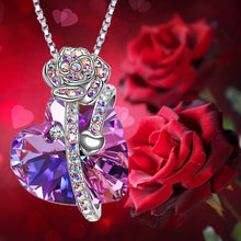 Load image into Gallery viewer, &quot;Beautiful&quot; Multicolor Rose Flower Crystal Heart Necklace