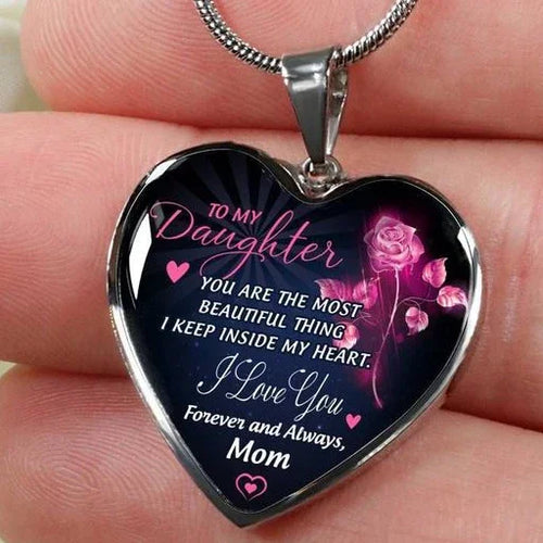 Gift For Daughter - Inspirational Letter Love Heart Shape Necklace