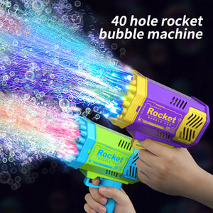 Rocket Launcher Handheld Portable LED Light Bubble Gun