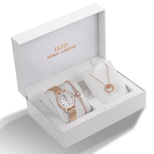Load image into Gallery viewer, Stunning! IBSO Crystal Design Bracelet Necklace Watch Jewelry Set