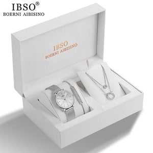 Stunning! IBSO Crystal Design Bracelet Necklace Watch Jewelry Set