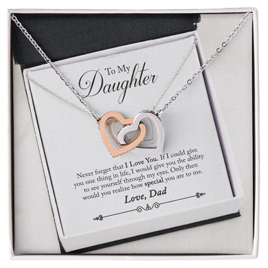 Gift For Daughter -Stunning!  I love You Interlocking Hearts Necklace