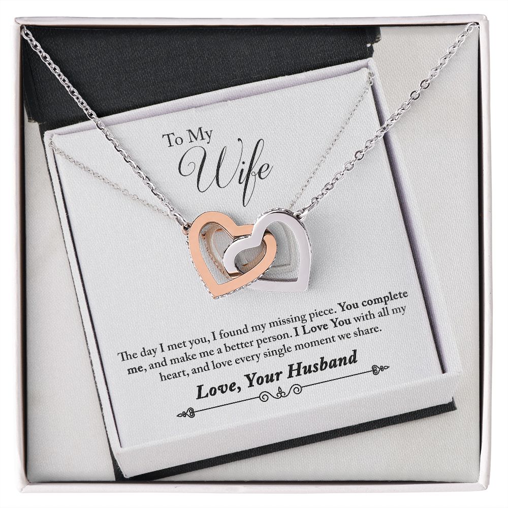 Gift For Wife - My Missing Piece Interlocking Hearts Necklace