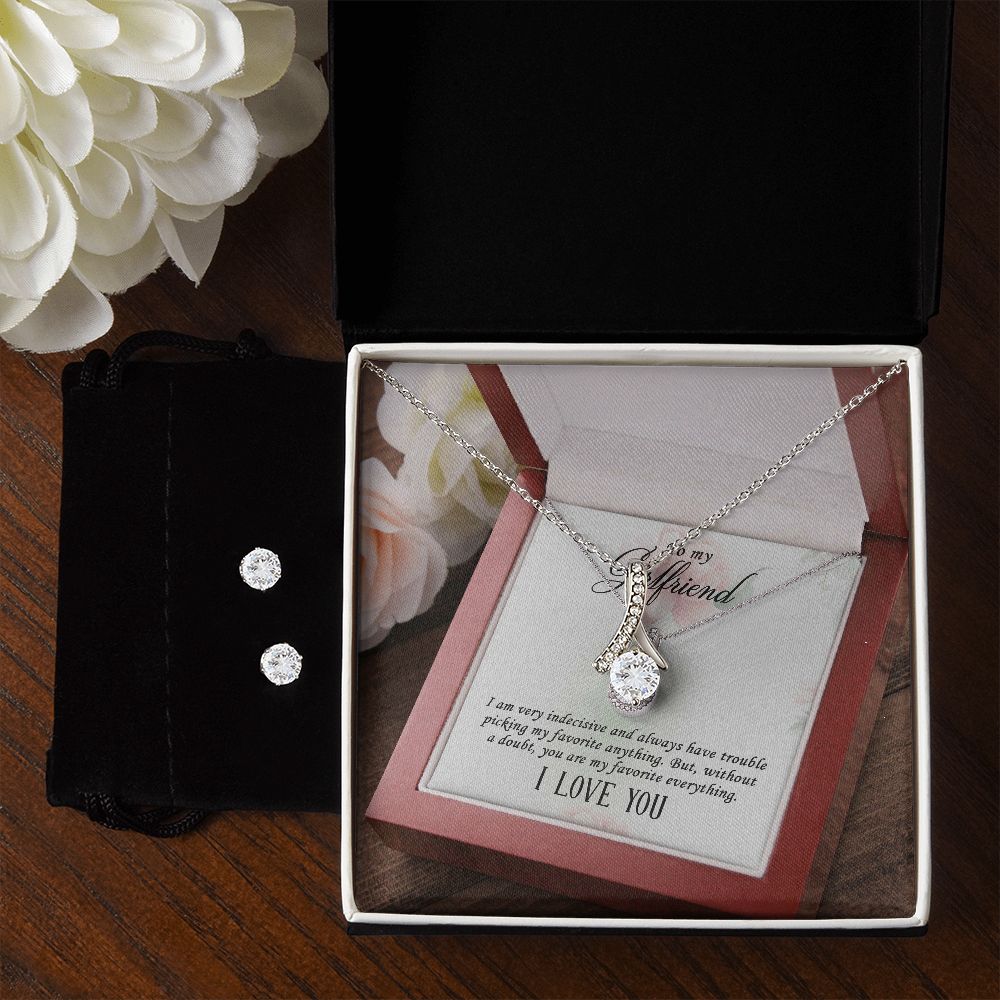 Gift For Your Girlfriend - Alluring Beauty Necklace and Cubic Zirconia Earring Set